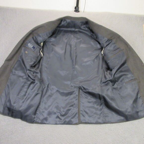VTG Polo Ralph‎ Lauren Blazer Suit Jacket 43R USA Union Made Wool Solid Gray - Picture 2 of 14